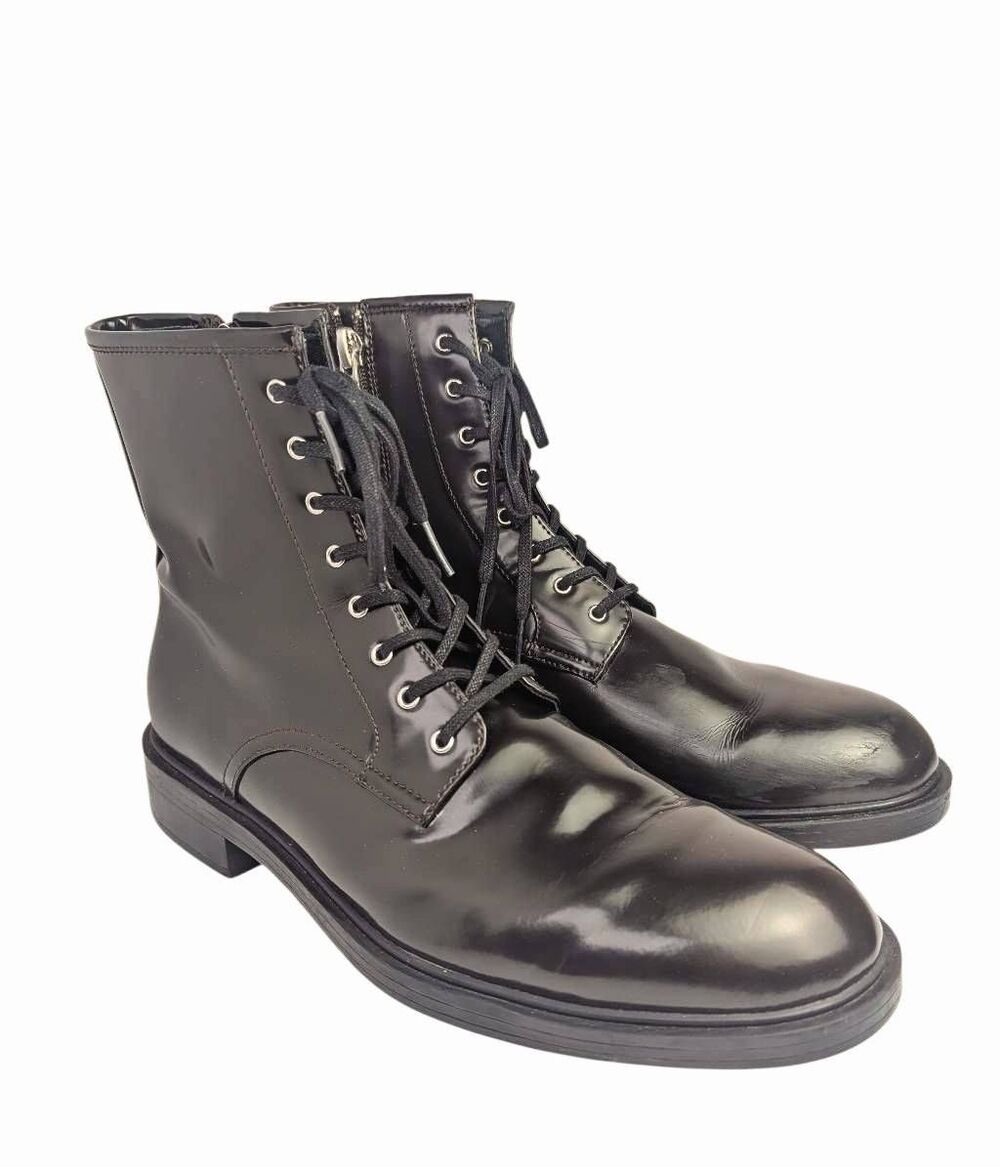 Calvin Klein Keigan Dark Brown patent leather combat boots mens 11